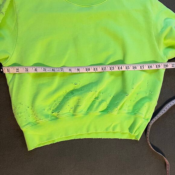 Cotton Citizen Sweatshirt Womens Small Neon Green Distressed Oversized Crop USA - Picture 7 of 9